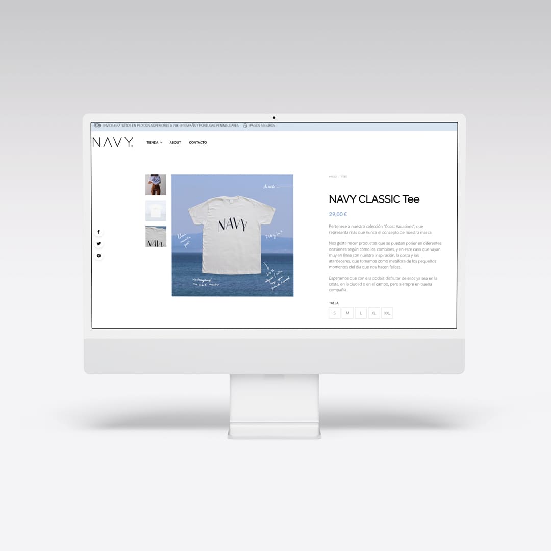 Creación de tienda online Navy Woocommerce - Agarimo Comunicación