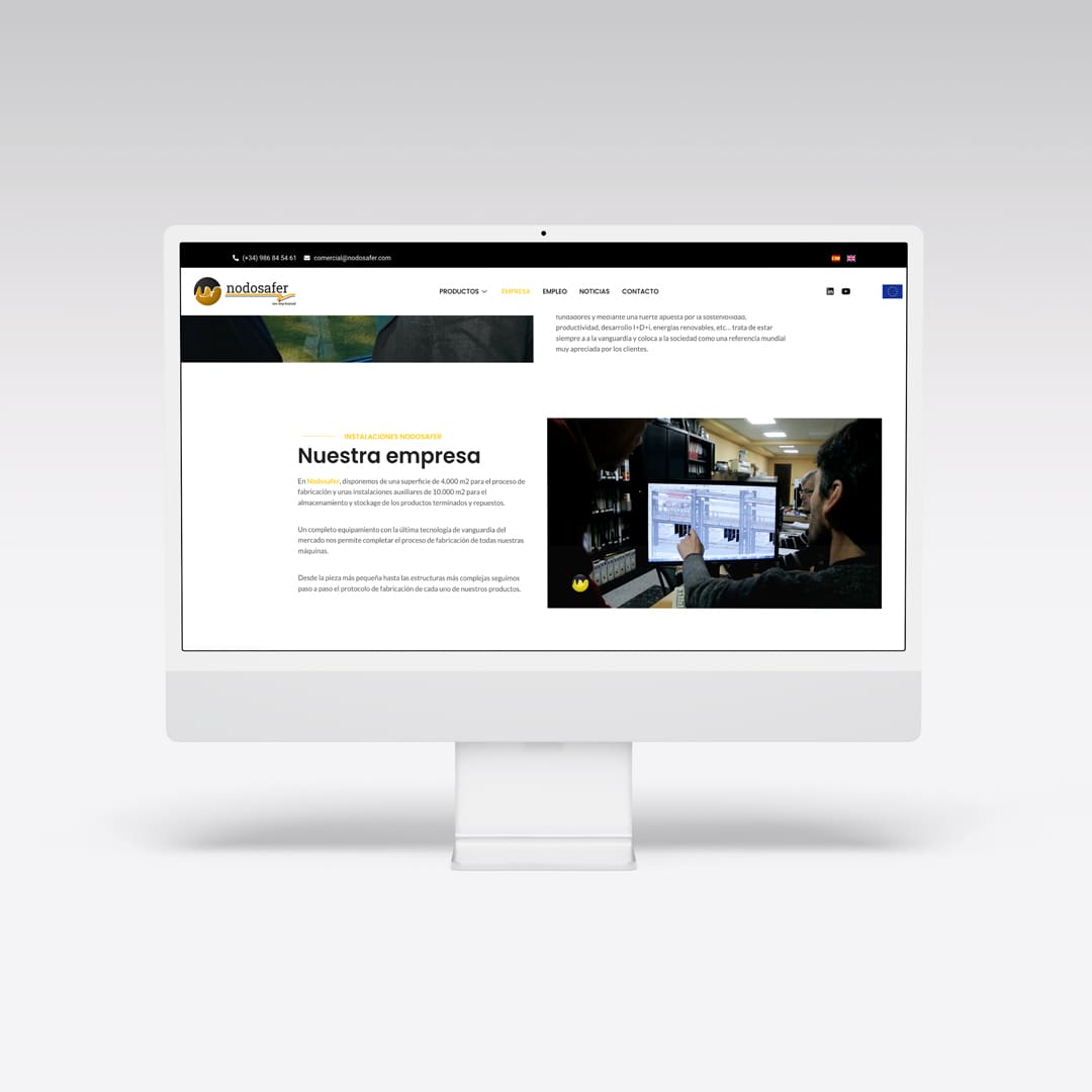 Diseño de web corporativa para Nodosafer - Agarimo Comunicación