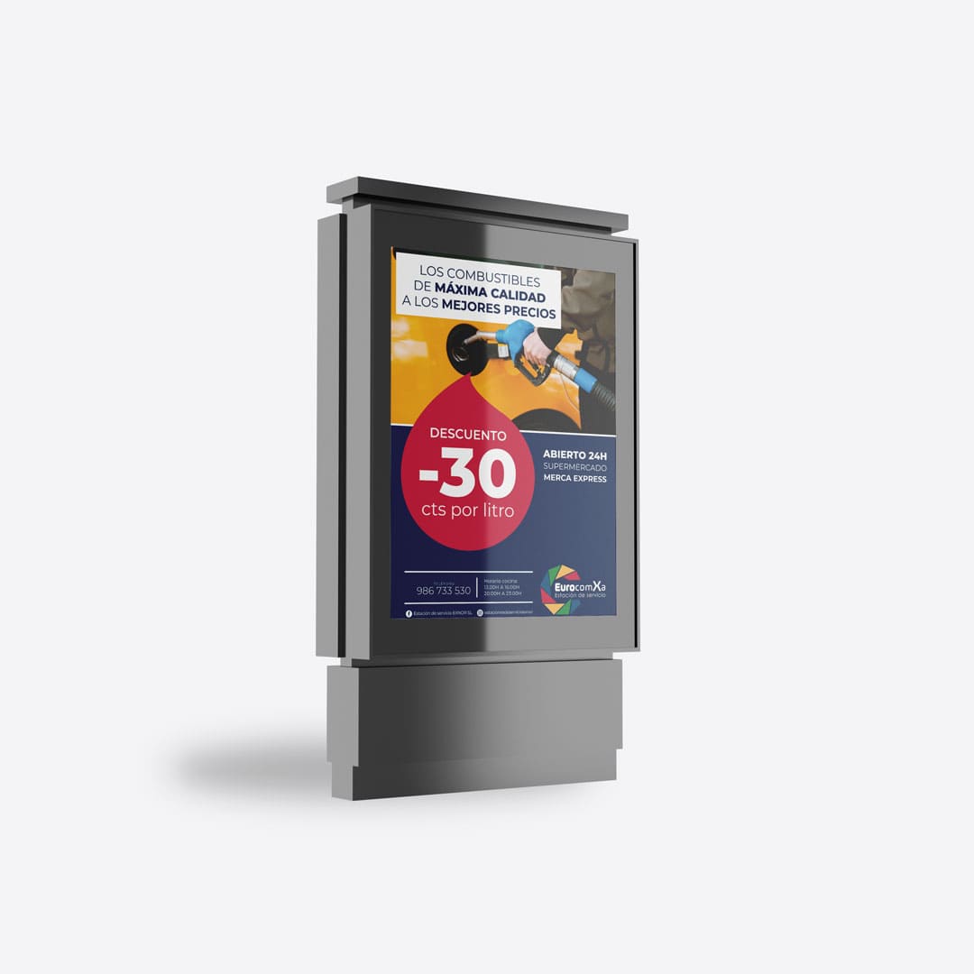 Diseño de cartelería para estación de servicio Eurocomxa - Agarimo Comunicación