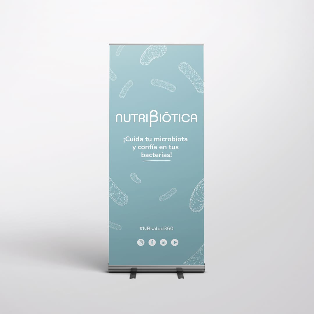 Diseño e impresión de roll-ups para Nutribiótica - Agarimo Comunicación