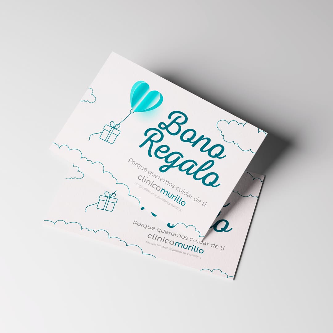 Diseño de tarjeta bono regalo para Clínica Murillo - Agarimo Comunicación