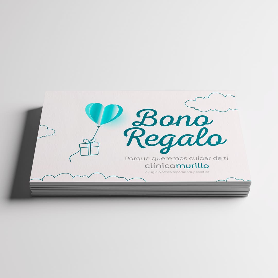 Diseño de tarjeta bono regalo para Clínica Murillo - Agarimo Comunicación