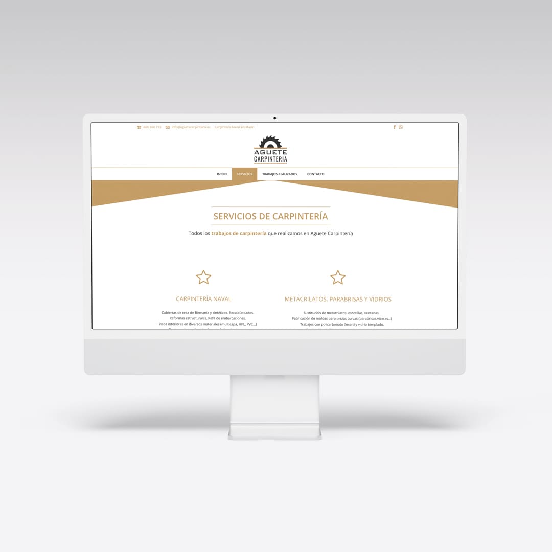 Diseño web para Aguete Carpintería - Agarimo Comunicación