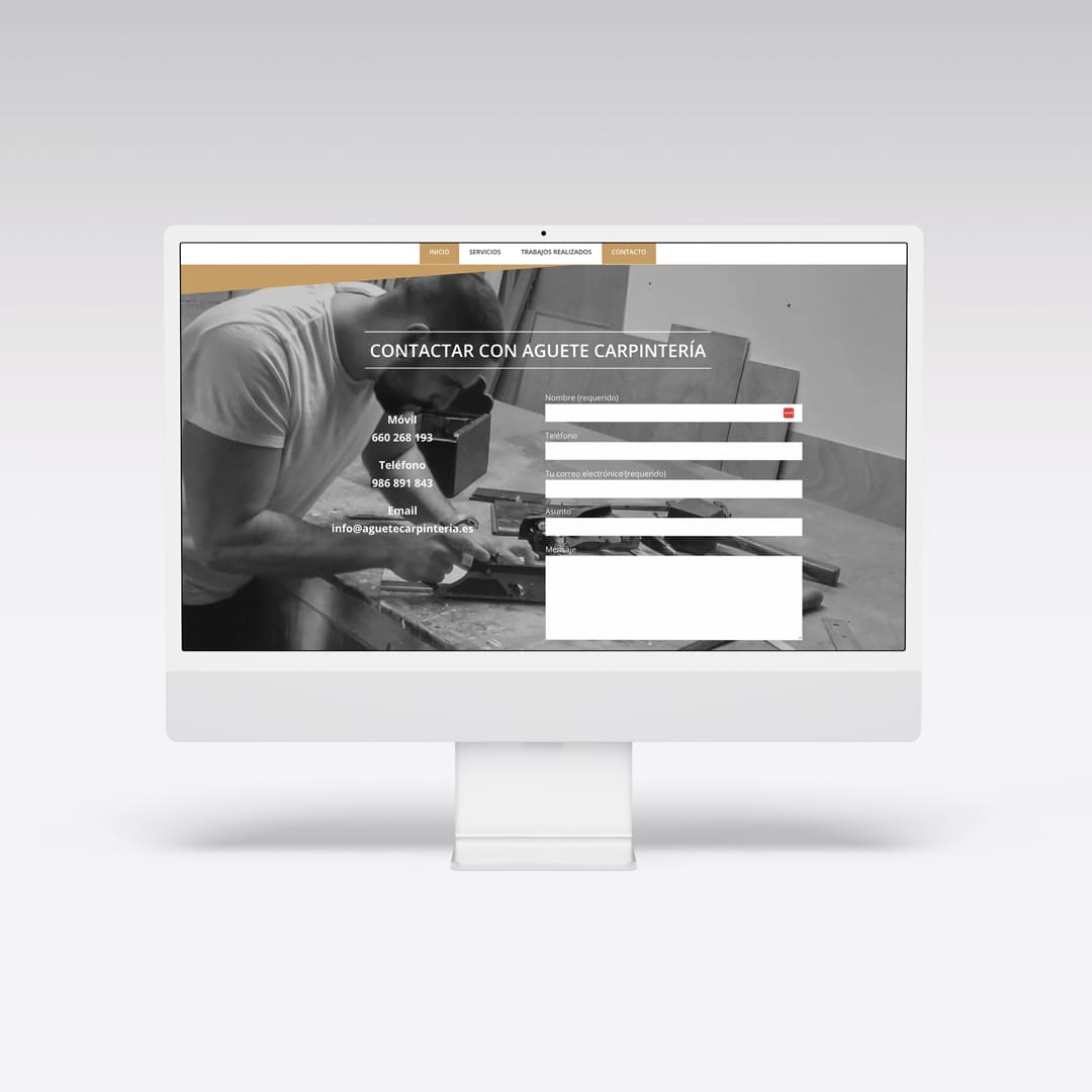 Diseño web para Aguete Carpintería - Agarimo Comunicación