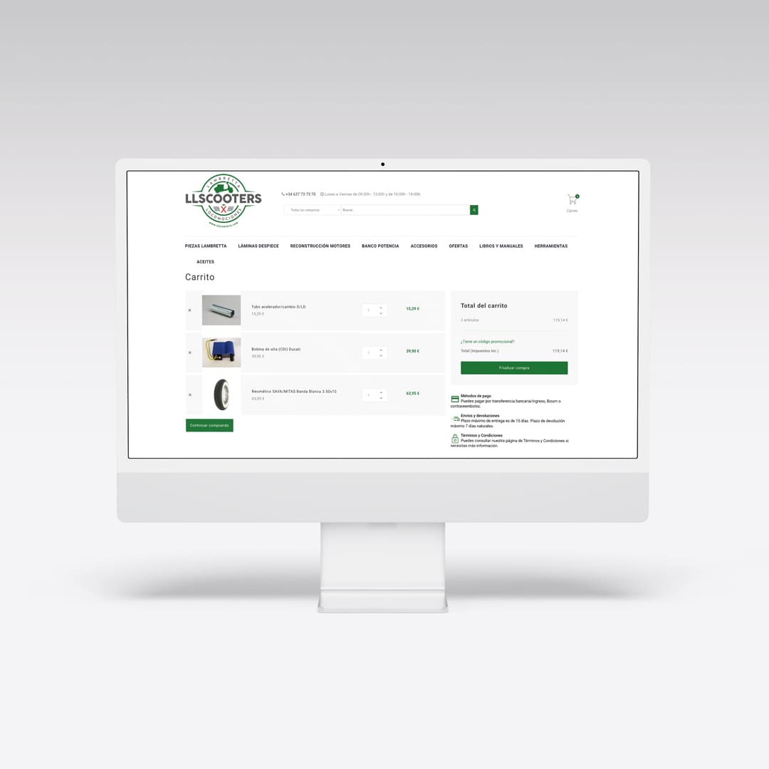 Diseño web para LLScooters - Agarimo Comunicación