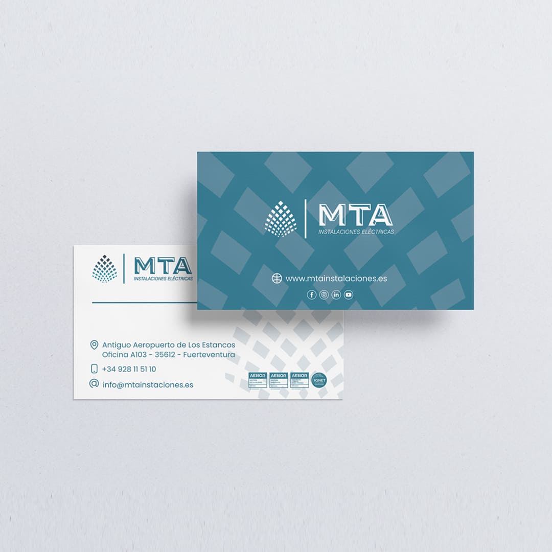 Tarjetas de visita para MTA Instalaciones - Agarimo Comunicación