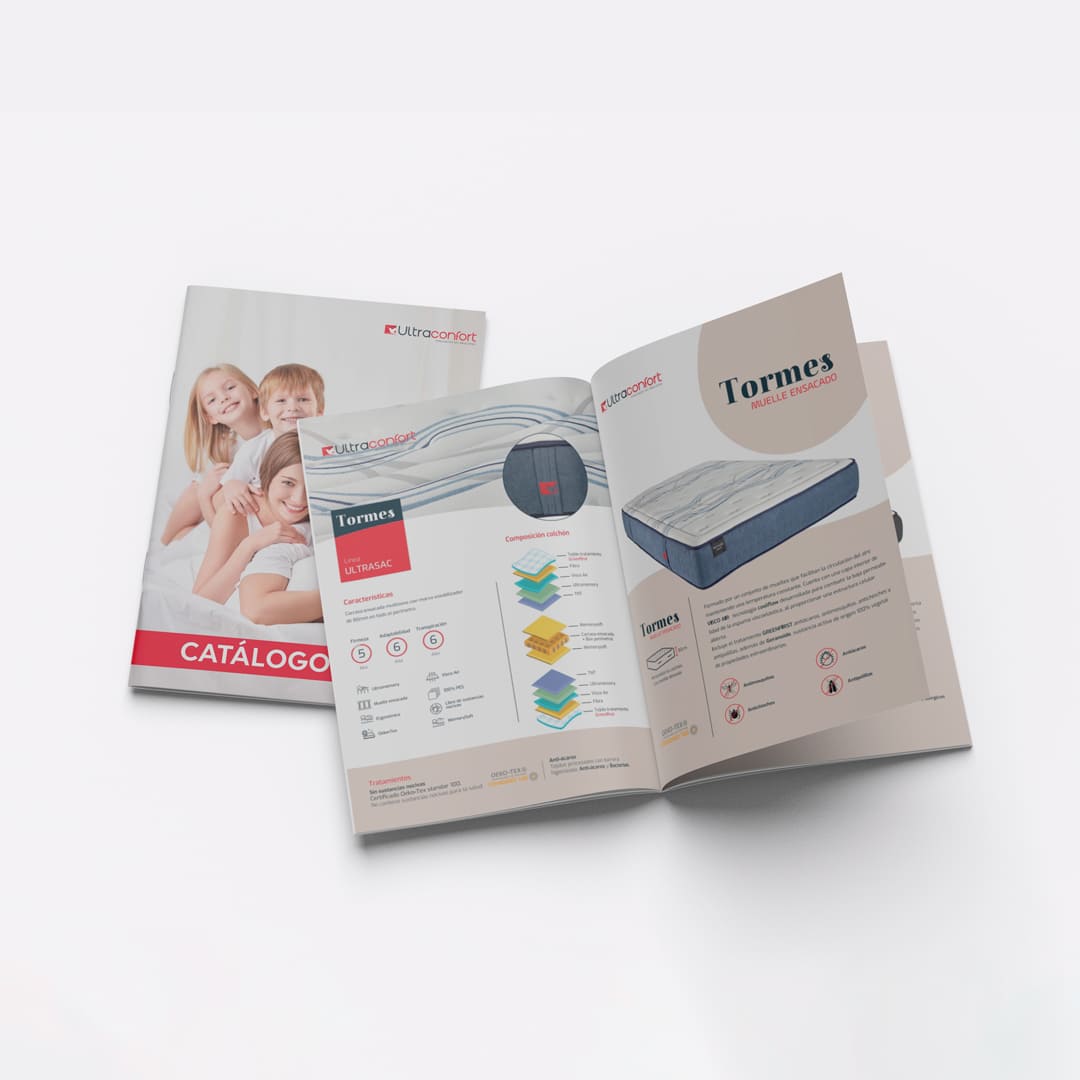 Diseño de catálogo para Ultraconfort - Agarimo Comunicación