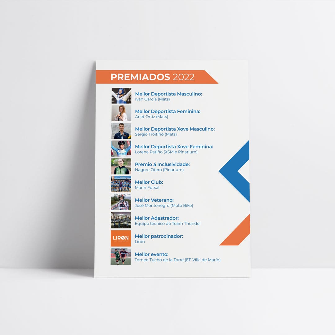 Diseño e impresión para la Gala do Deporte 2022 de Marín- Agarimo Comunicación