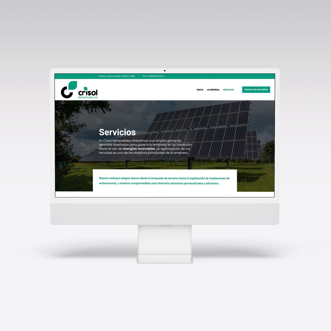 Diseño web para Crisol Renovables - Agarimo Comunicación