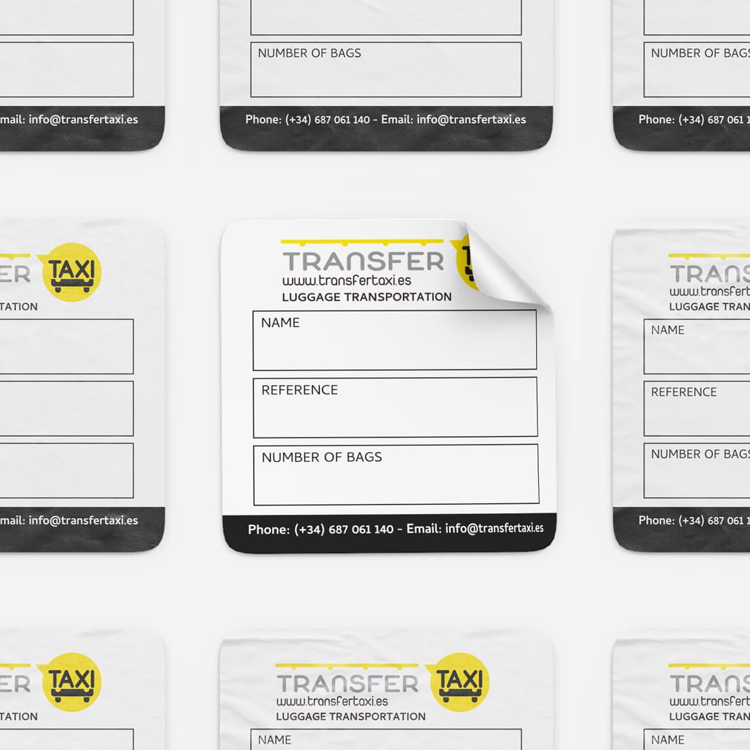Diseño e impresión de pegatinas para Transfer Taxi - Agarimo Comunicación