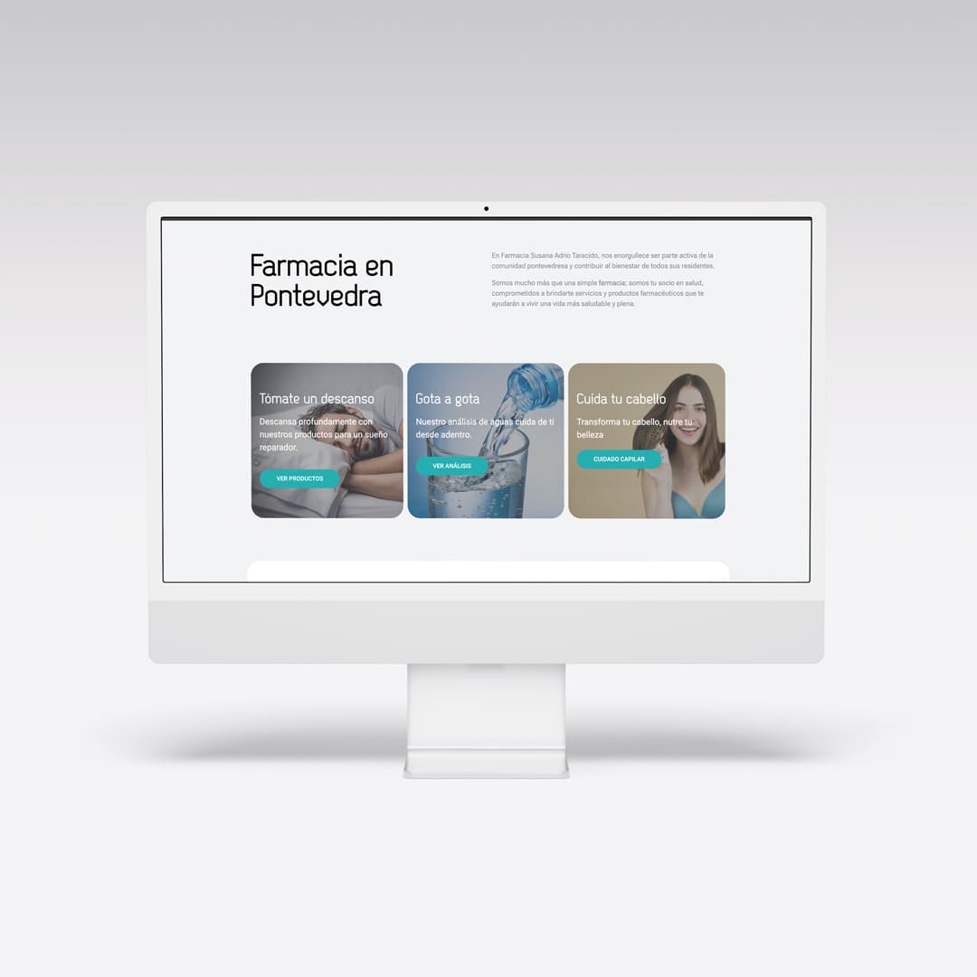 Diseño web para Farmacia Adrio Taracido - Agarimo Comunicación