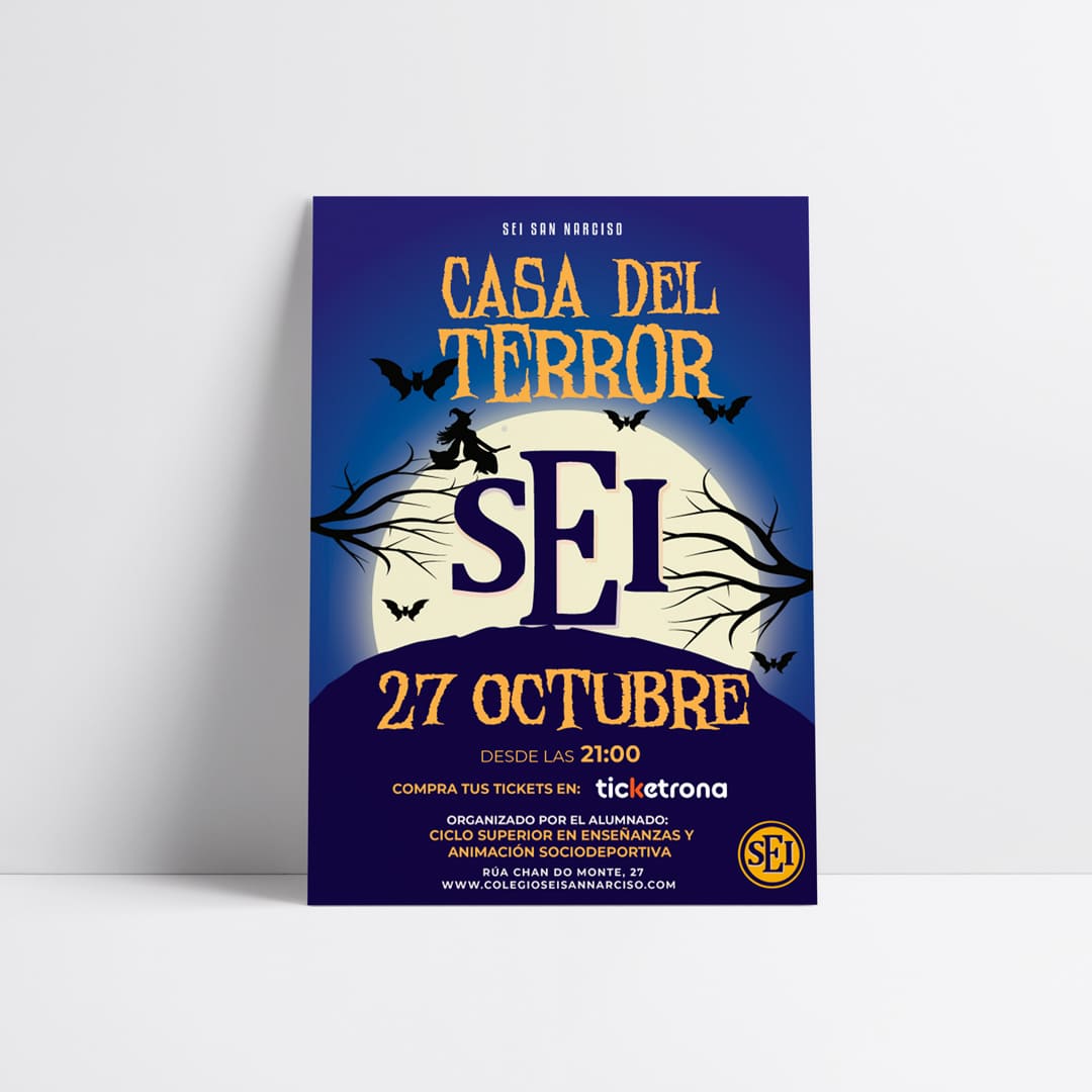 Diseño de cartelería para la fiesta de Halloween del S.E.I San Narciso - Agarimo Comunicación