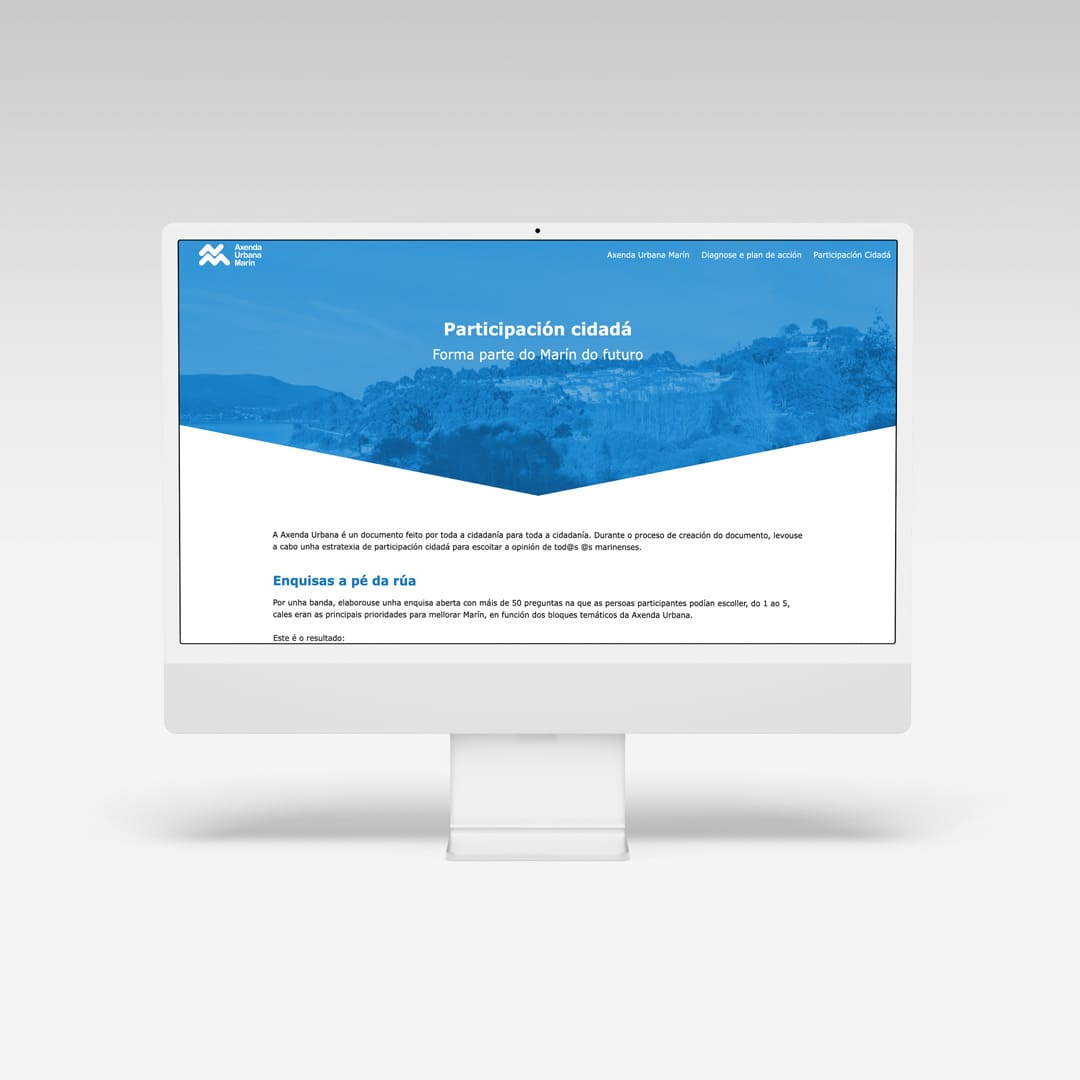 Diseño web de la Axenda Urbana de Marín - Agarimo Comunicación
