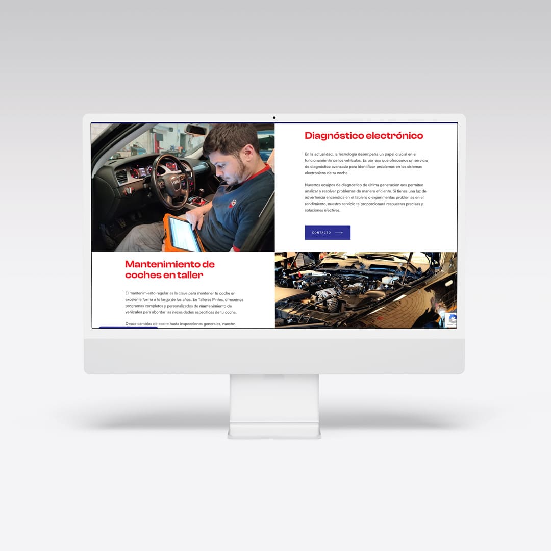 Diseño web para Talleres Pintos - Agarimo Comunicación