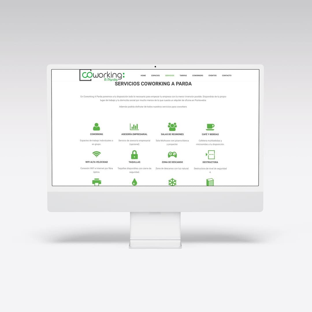 Diseño web para Coworking A Parda - Agarimo Comunicación
