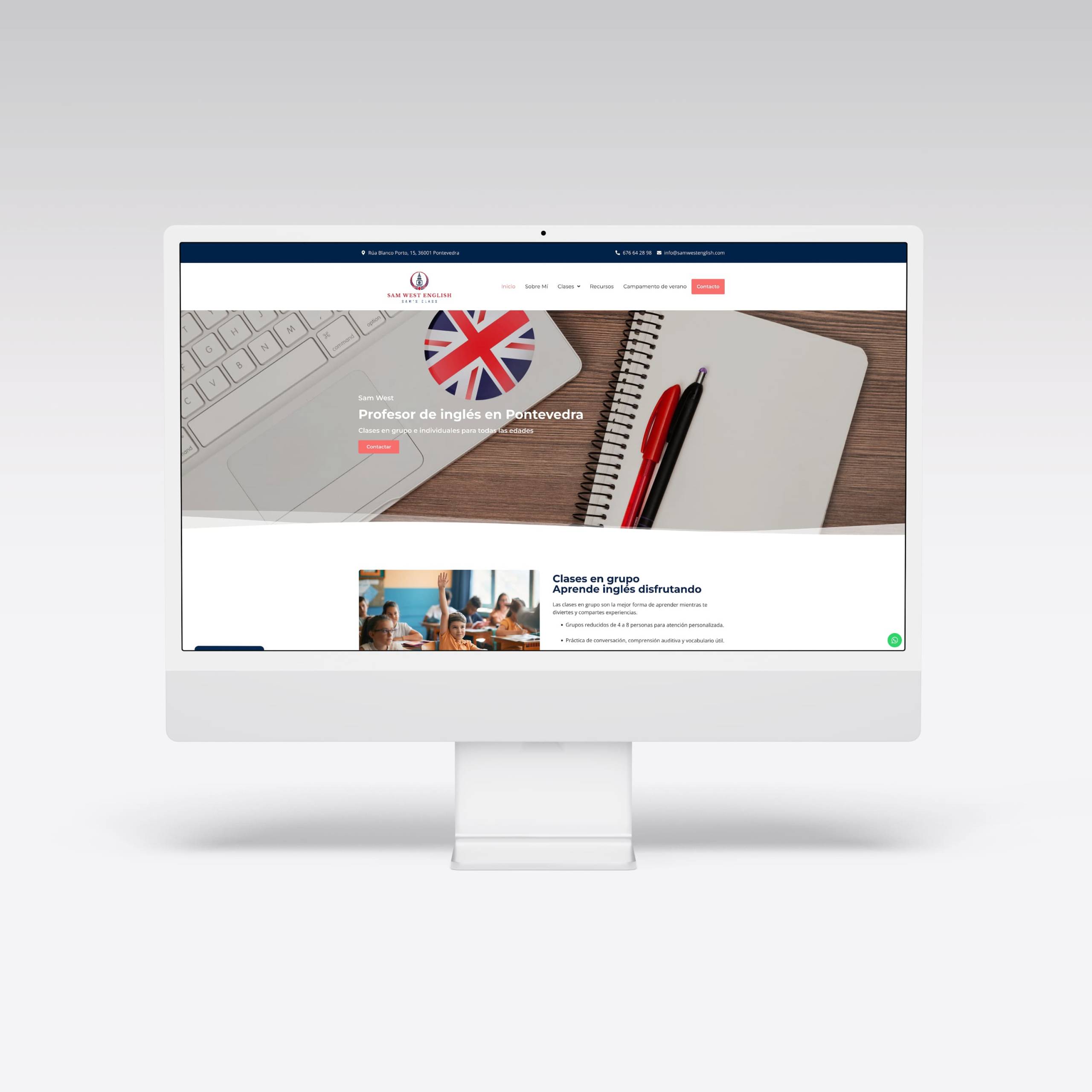 Web para Sam West English - Agarimo Comunicación