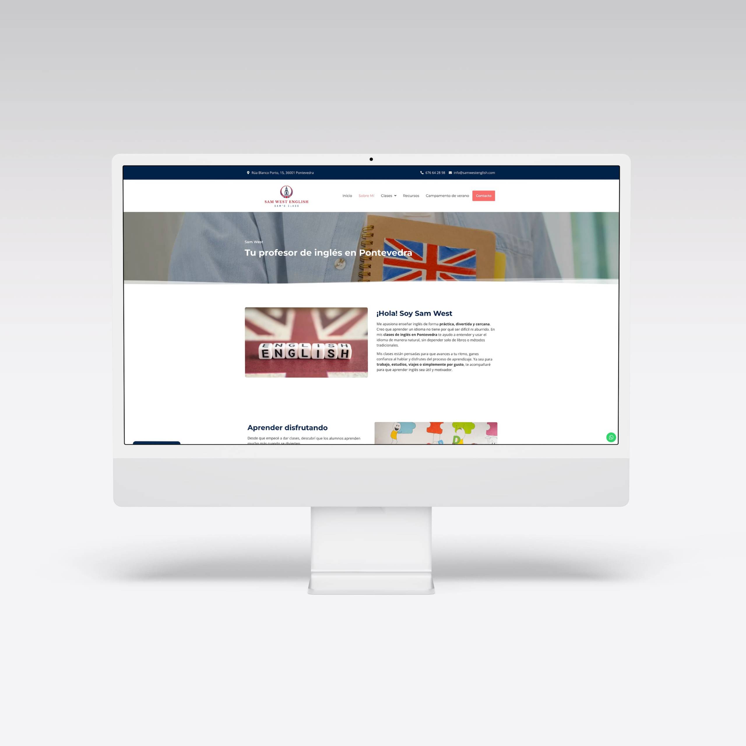 Web para Sam West English - Agarimo Comunicación