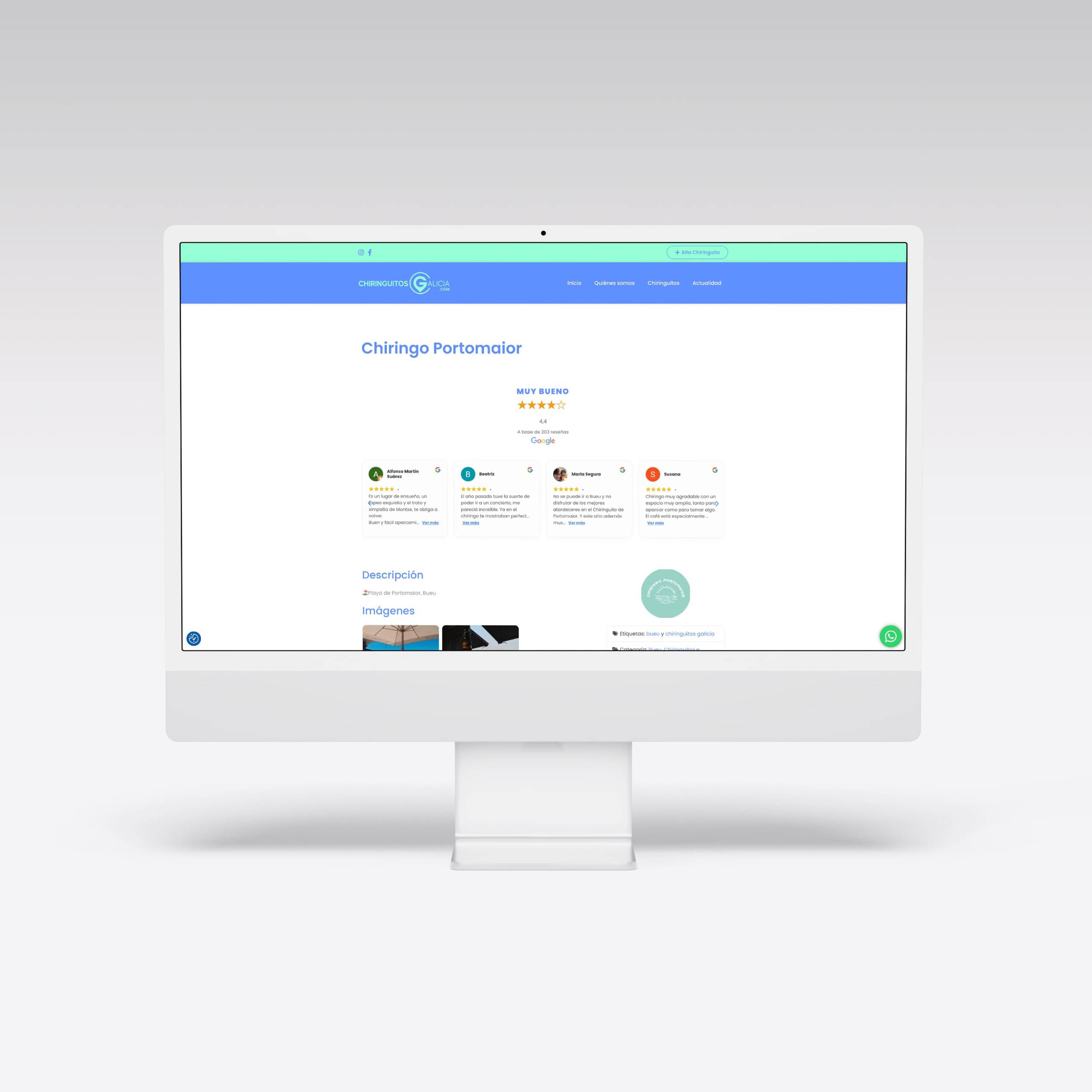 Web para Chiringuitos Galicia - Agarimo Comunicación